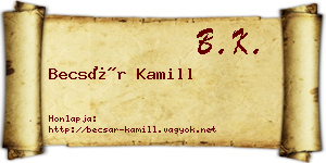 Becsár Kamill névjegykártya